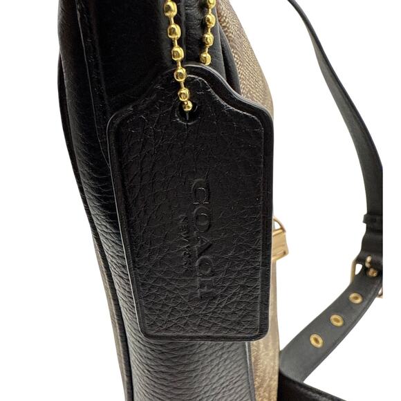 Coach Ellie File Crossbody Bag Purse Signature Canvas Khaki Black C1648 Zipper - Picture 8 of 11
